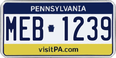 PA license plate MEB1239