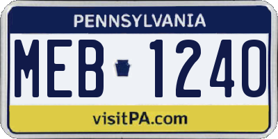 PA license plate MEB1240
