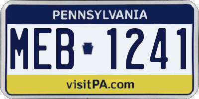 PA license plate MEB1241