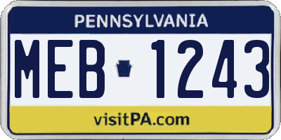 PA license plate MEB1243