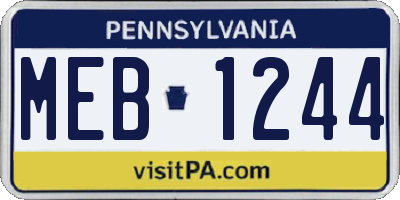 PA license plate MEB1244