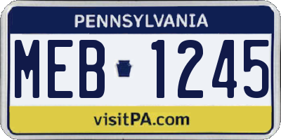 PA license plate MEB1245