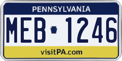 PA license plate MEB1246