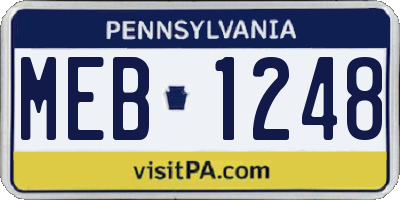 PA license plate MEB1248