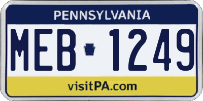 PA license plate MEB1249