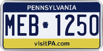 PA license plate MEB1250