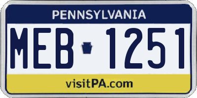 PA license plate MEB1251