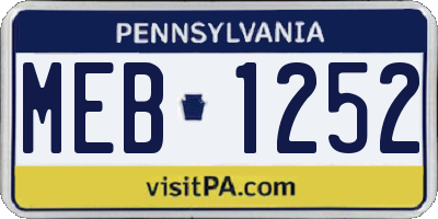 PA license plate MEB1252