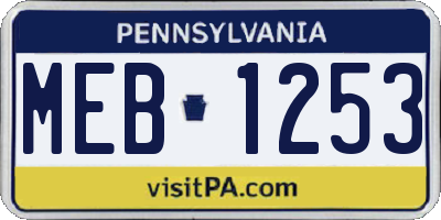 PA license plate MEB1253