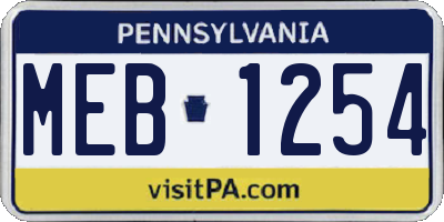 PA license plate MEB1254
