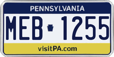 PA license plate MEB1255