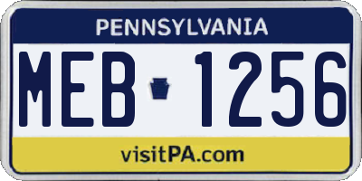 PA license plate MEB1256