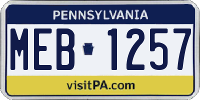 PA license plate MEB1257