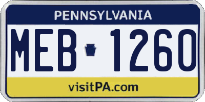 PA license plate MEB1260