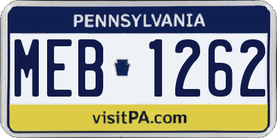 PA license plate MEB1262