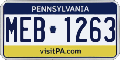 PA license plate MEB1263