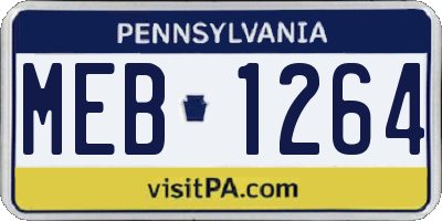 PA license plate MEB1264