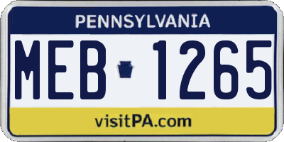 PA license plate MEB1265