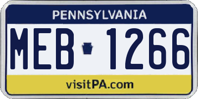 PA license plate MEB1266