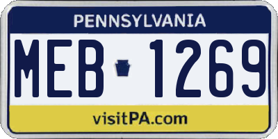 PA license plate MEB1269