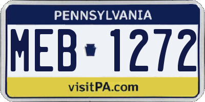 PA license plate MEB1272