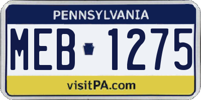 PA license plate MEB1275