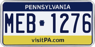 PA license plate MEB1276