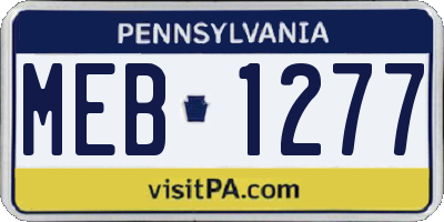 PA license plate MEB1277