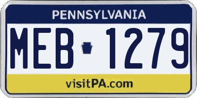 PA license plate MEB1279