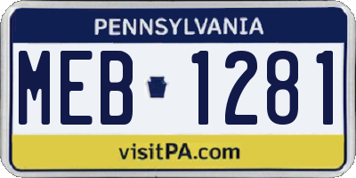PA license plate MEB1281