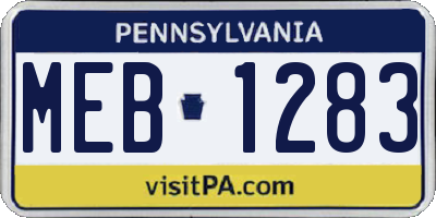 PA license plate MEB1283