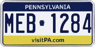 PA license plate MEB1284