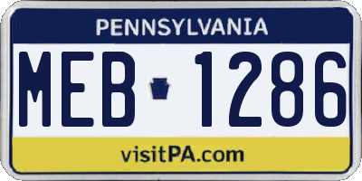 PA license plate MEB1286