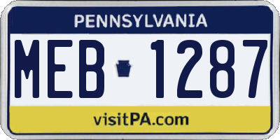 PA license plate MEB1287