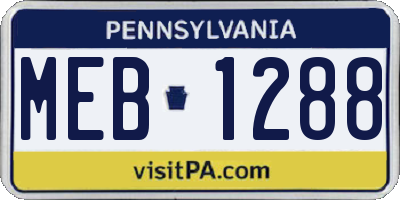 PA license plate MEB1288
