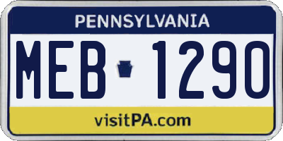 PA license plate MEB1290