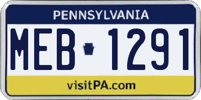 PA license plate MEB1291