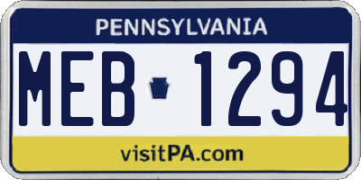 PA license plate MEB1294