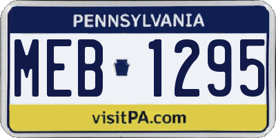 PA license plate MEB1295