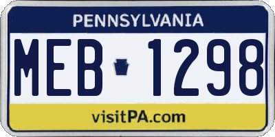 PA license plate MEB1298