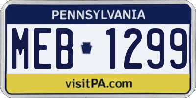 PA license plate MEB1299