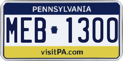 PA license plate MEB1300