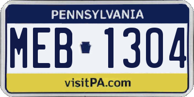 PA license plate MEB1304