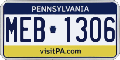 PA license plate MEB1306