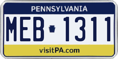 PA license plate MEB1311