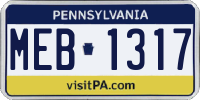 PA license plate MEB1317