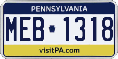 PA license plate MEB1318