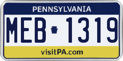 PA license plate MEB1319