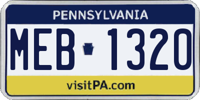 PA license plate MEB1320