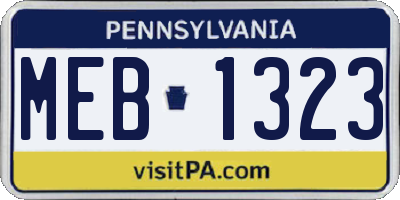 PA license plate MEB1323